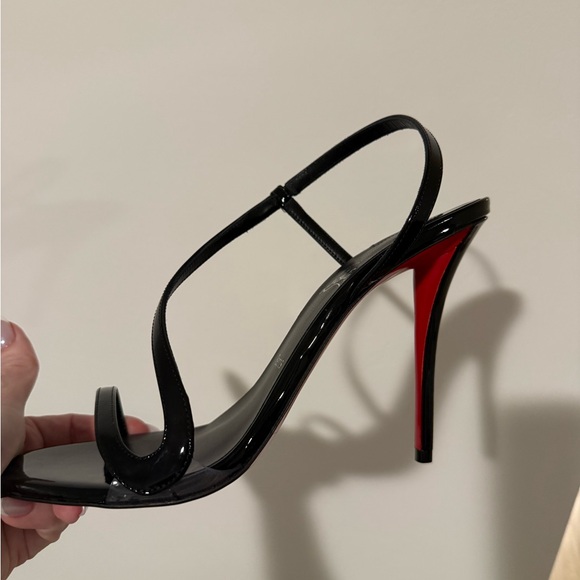 Christian Louboutin Black Patent Strappy Heels - Picture 5 of 15